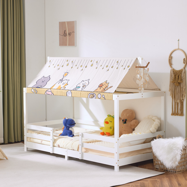 Canopy Roof Design White Painted Pine Children's Bed