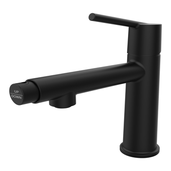 Matte Black Single Handle Bathroom Faucet for 1 or 3 Holes ,Fountain and Flow Mode Two-in-one function,Deck Mount Laundry Vanity Sink Faucet with Two 9/16\\" Hoses[Unable to ship on weekends]