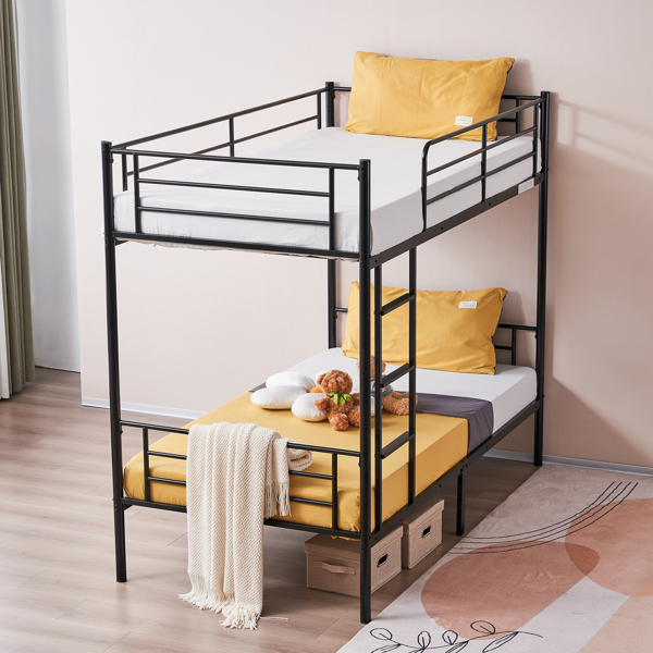 【Same model code: 67430277】Iron Bed Bunk Bed with Ladder for Kids Twin Size Black