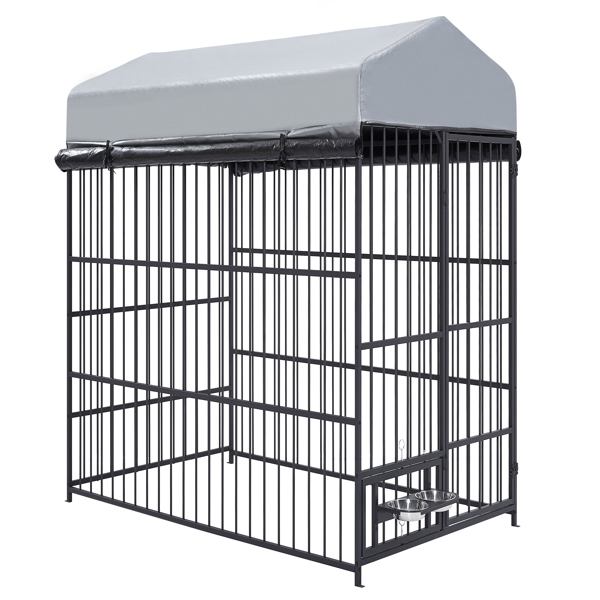 Large Dog Kennel Outdoor Pet Pens Dogs Run Enclosure Animal Hutch Metal Coop Fence with Roof Cover(6.6'L x 3.9'W x 5.9'H)