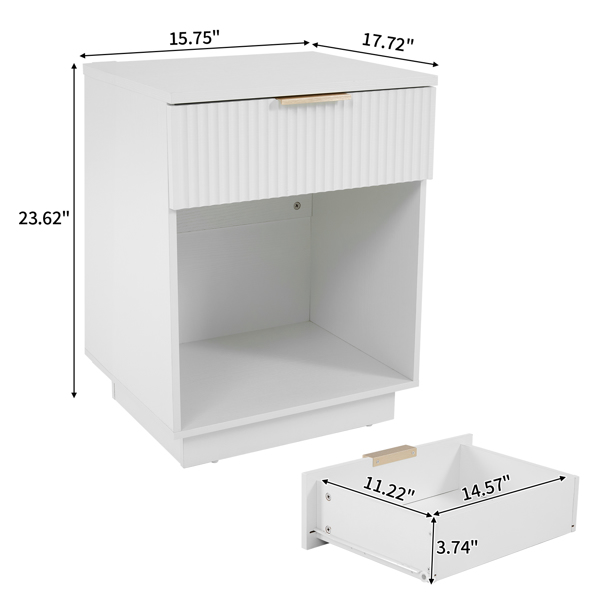 NightStand with One Drawer&Shelf White