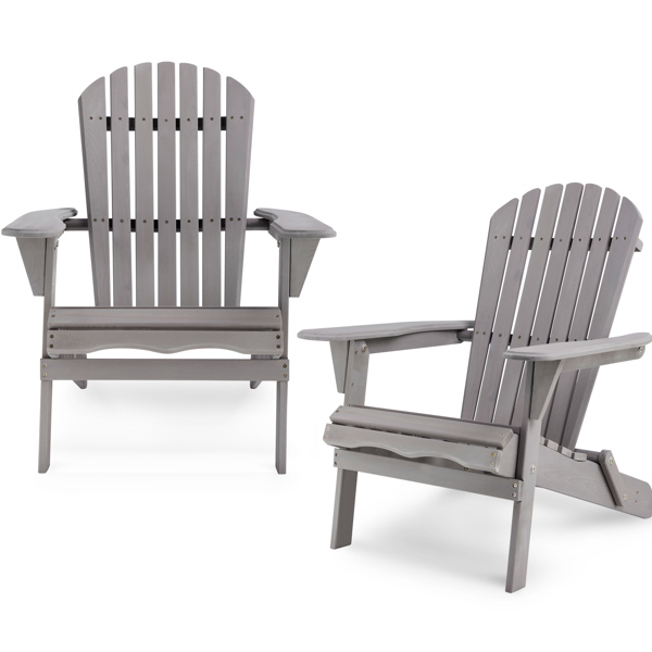 Wood Lounge Patio Chair for Garden Outdoor Wooden Folding Adirondack Chair Set of 2 Solid Cedar Wood Lounge Patio Chair for Garden, Lawn, Backyard, 