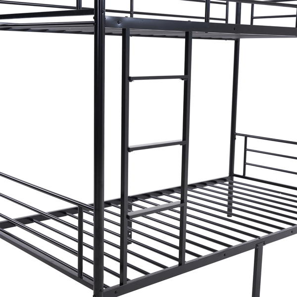 【same code：67430277】Iron Bed Bunk Bed with Ladder for Kids Twin Size Black