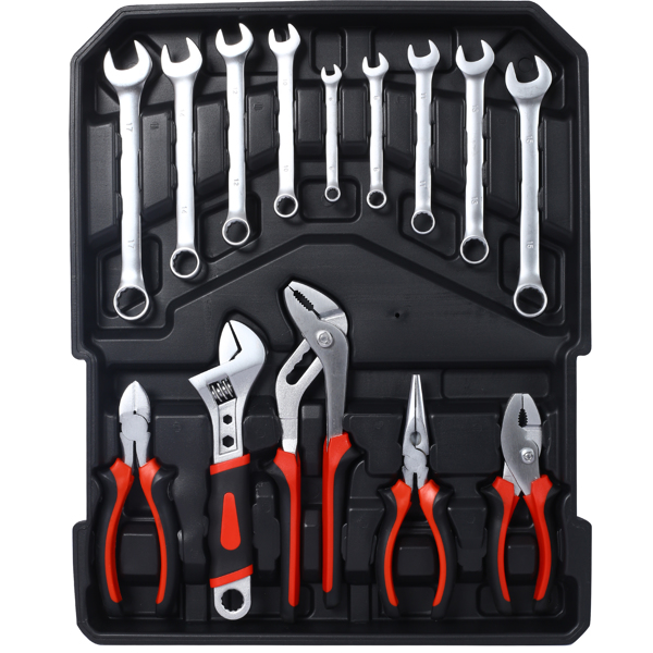 899pcs Home Repair Tool Set Kit for Men, Toolbox Storage Case with 4 Drawers, General Household Tool Kit with Rolling Tool Box, Tool Set Kit for Maintenance, Garden, Homeowner, Handyman ,silver case