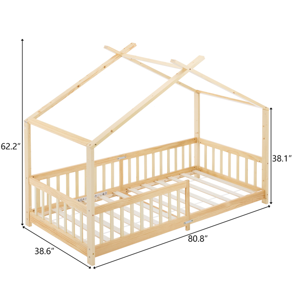 X-Shaped Roof Design Wood Painted Pine Children's Bed