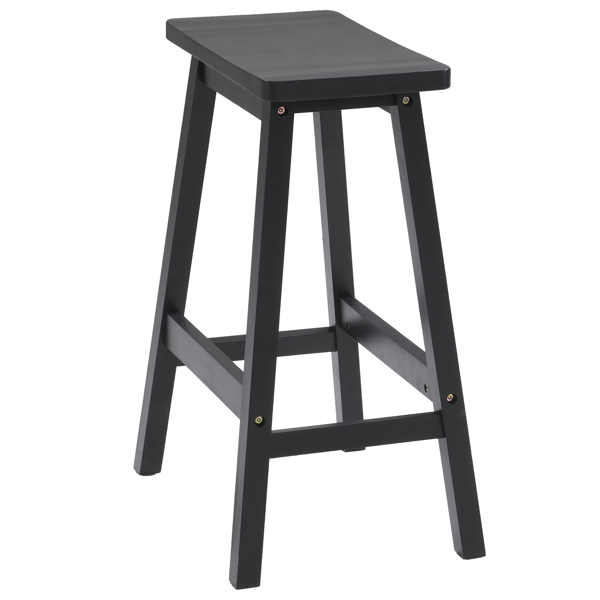 2pcs Pine Wood Saddle Seat Bar Stool Black