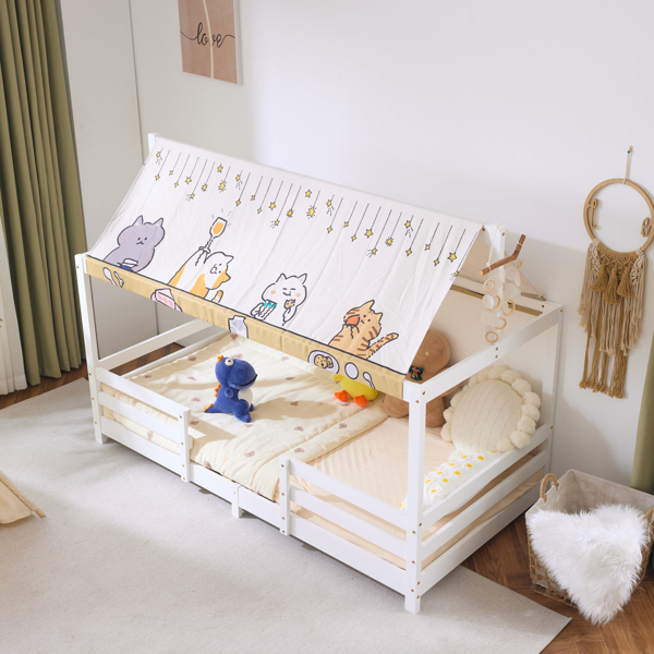 Canopy Roof Design White Painted Pine Children's Bed