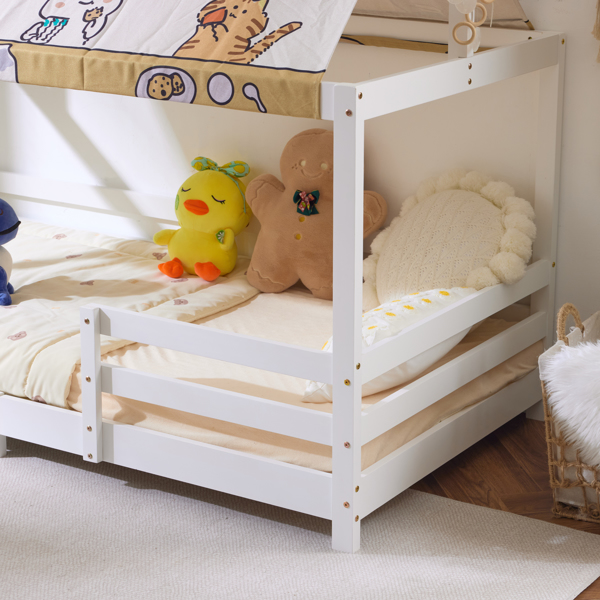 Canopy Roof Design White Painted Pine Children's Bed