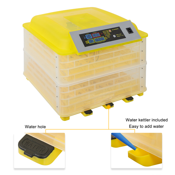 【同款编码：89421360】112-Egg Practical Fully Automatic Poultry Incubator Yellow & Transparent