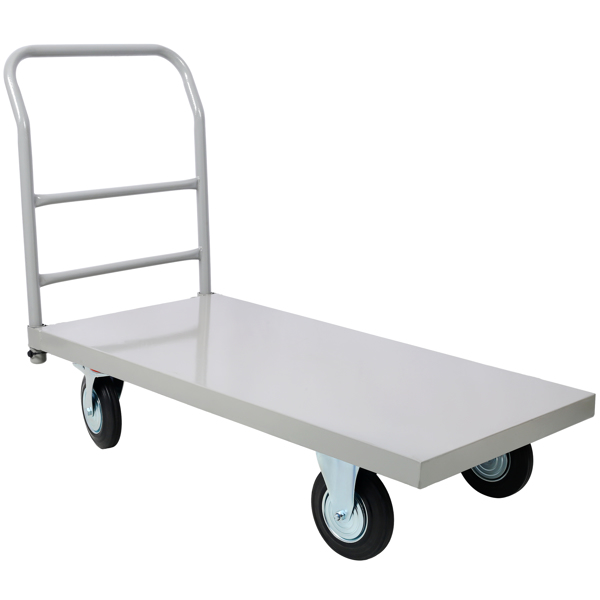 Platform Truck Industrial Flat Dolly Cart with Wheels - Heavy Duty 24 x 48 Cart - 2000lb Capacity Flatbed Hand TruckSteel Smooth Deck Platform Truck 24 In. x 48 In. 2000 Lb. Capacity, Gray color