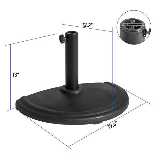  20" Half-circle Parasol Base  PP Black