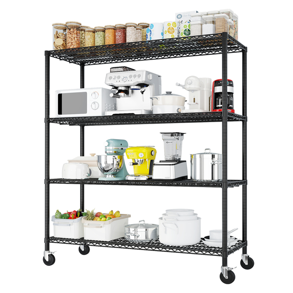 Heavy Duty Storage Shelves  55.12" W  Wire Shelving Unit with Wheels 2500LBS  NSF Metal Shelves for Storage Adjustable Garage Storage Rack Pantry Shelf Commercial Shelving, 75.59" H X 55.12''W X 23.62