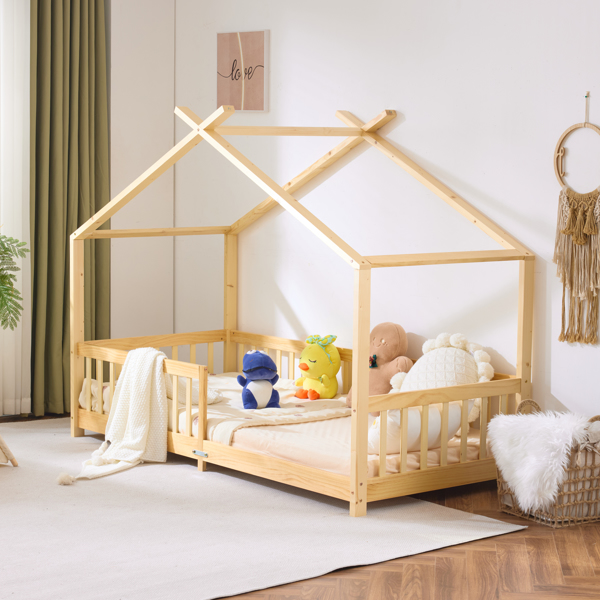 X-Shaped Roof Design White Painted Pine Children's Bed