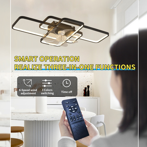 41Inches Ceiling Fan with Lights Remote Control Dimmable LED, 6 Gear Wind Speed Fan Light