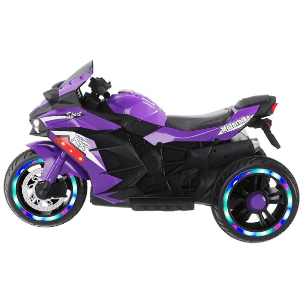 Children's motorcycle, 12V 7AH battery powered, boys and girls 2-6 years old toy motorcycle, gift, purple, three wheels (not shipped on weekends)