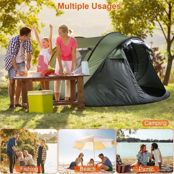 5-8 Person Pop Up Tent Automatic Setup Camping Tent Waterproof Instant Setup Tent with 4 Mosquito Net Windows Carrying Bag for Hiking Climbing Adventure Fishing