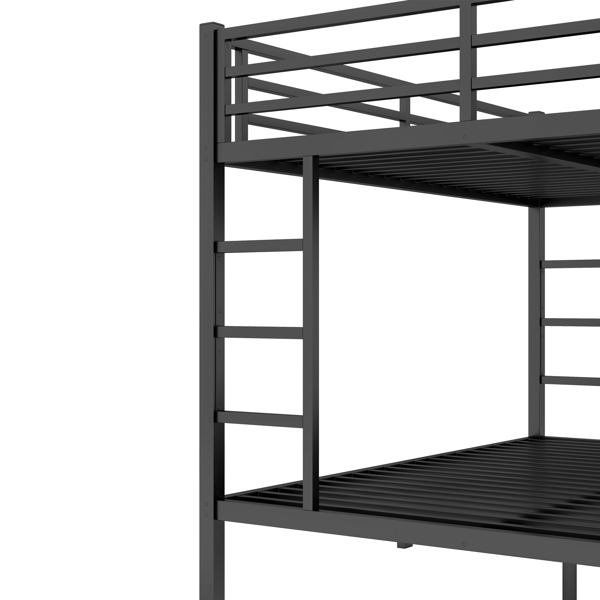 Metal Queen over Queen Bunk Bed for Teens and Adults,Space-Saving/Noise Reduced/No Box Spring Needed, Black