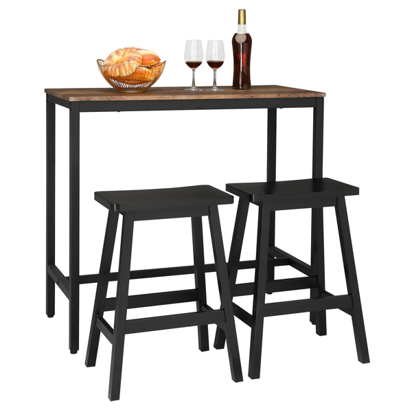 2pcs Pine Wood Saddle Seat Bar Stool Black