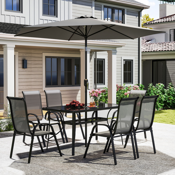 Outdoor dining table and chair package with umbrella ( Amazon Shipping)（Prohibited by WalMart）