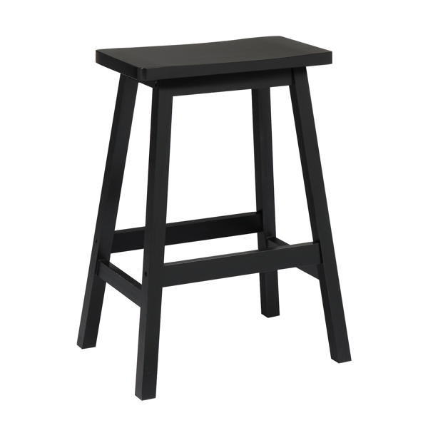 2pcs Pine Wood Saddle Seat Bar Stool Black