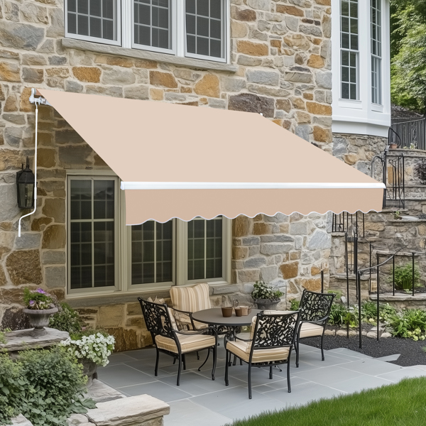 98.4"D x 117"W x 59"H retractable awning Khaki