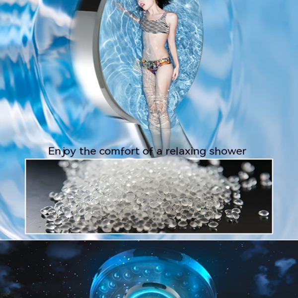 LED Color-Changing Rainfall Shower Head Set with Hose & Base – Water-Saving, Battery-Free Design for Modern Bathrooms