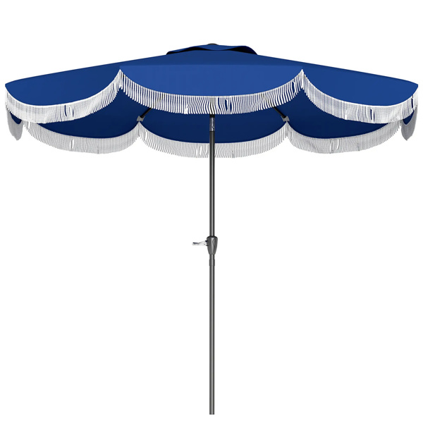 8.8FT Elegance Patio Umbrella, UPF 30+ Outdoor Market Umbrella with 8 Ribs, Push Button Tilt,Navy Blue