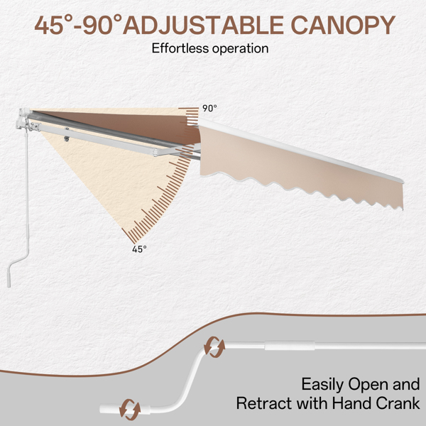 98.4"D x 117"W x 59"H retractable awning Khaki