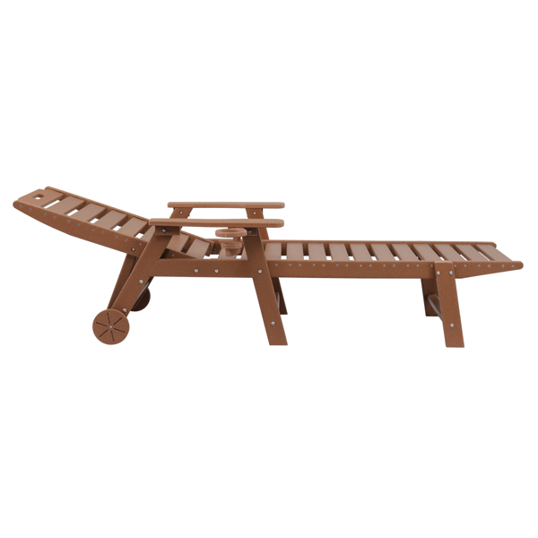 195*75.5*33cm HDPE Backrest Adjustable Lying Bed Teak Color