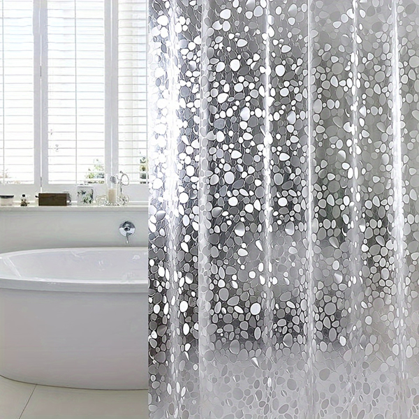 3D Pebble Pattern Shower Curtain Liner – Heavy-Duty PEVA Material with Magnets, 71x71 Inches, Perfect for Shower Stalls & Bathtubs