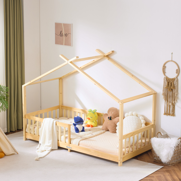 X-Shaped Roof Design Wood Painted Pine Children's Bed