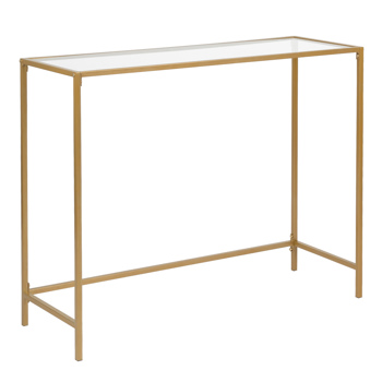 【Same model code: ：51028186】39.4\\" Console Sofa Table, Modern Entryway Table, Tempered Glass Table, Metal Frame,  for Living Room, Hallway, Gold Color