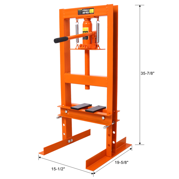 6 Ton Hydraulic Press, Benchtop Hydraulic Shop Press, H-Frame Garage Floor Press with Press Plates, Adjustable Working Table Height, orange