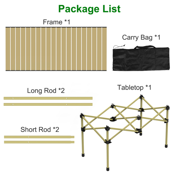  Folding Camping Table, Portable upgraded carbon steel Table with Carry Bag Heavy Duty, Lightweight Foldable Camp Table for Outdoor, Large Table for Picnic Barbecue Grill Beach Patio, 4-6 Person