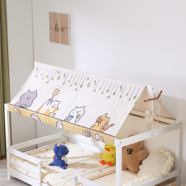 Canopy Roof Design White Painted Pine Children's Bed