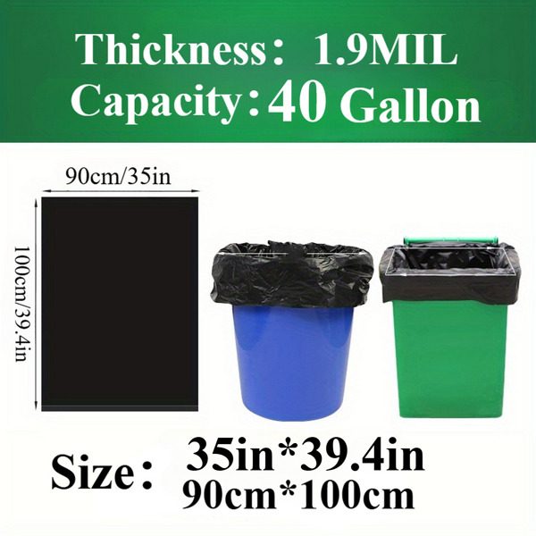 40 Gallon Trash Bags Heavy Duty, (100PCS) 1.9MIL Trash Bags Large Black Trash Bags 35in*39.4in Garbage Bags for Lawn, Leaf, and Commercial