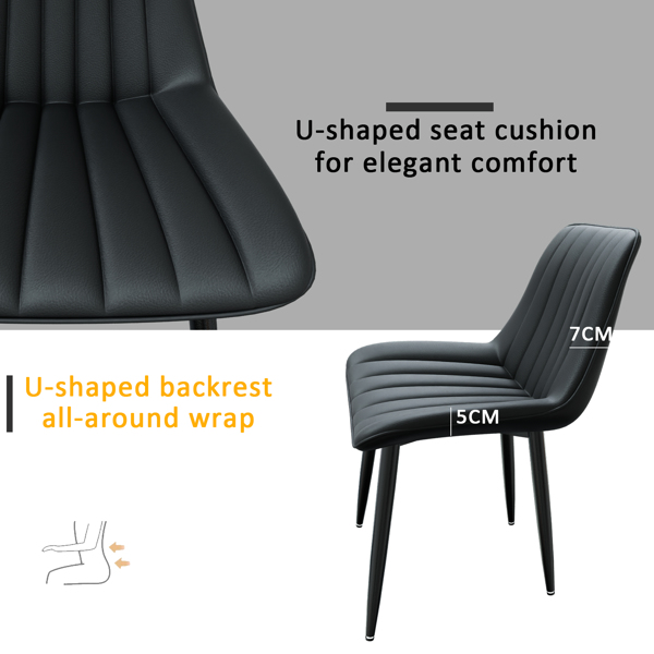 Dining chairs set of 4, Kitchen chairs with 7 cm backrest, Dining table chairs with 5 cm seat cushion, Max. Load capacity 180KG, PU faux leather upholstered chair for dining room, kitchen, living room