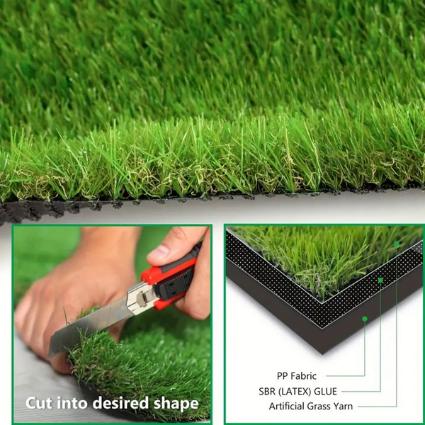 3ft x 16ft Premium Artificial Turf Mat with Drainage Holes. Thick Fake Grass with Rubber Backing, Ideal for Indoor/Outdoor Pet Areas, Garden, Lawn, Patio & Balcony Decor