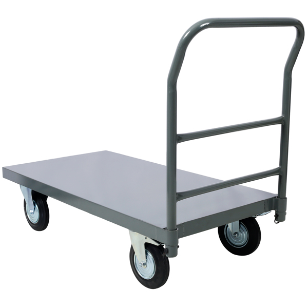 Platform Truck Industrial Flat Dolly Cart with Wheels - Heavy Duty 24 x 48 Cart - 2000lb Capacity Flatbed Hand TruckSteel Smooth Deck Platform Truck 24 In. x 48 In. 2000 Lb. Capacity, Dark Gray color