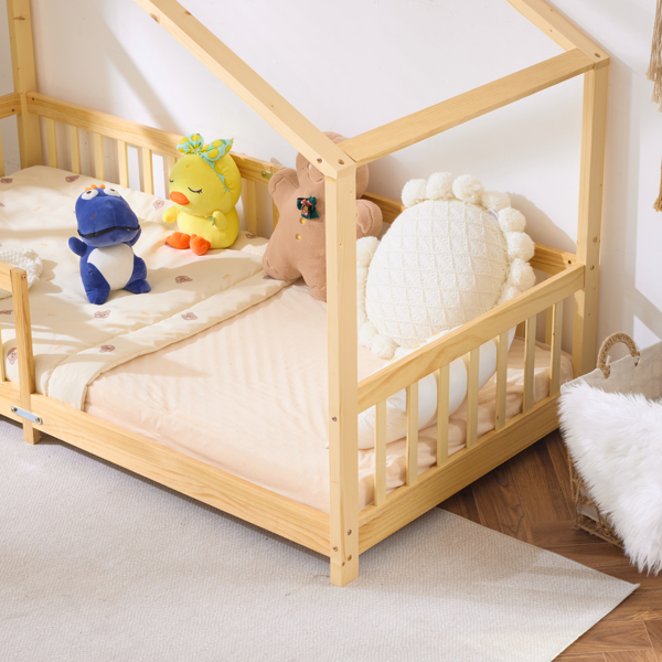 X-Shaped Roof Design White Painted Pine Children's Bed