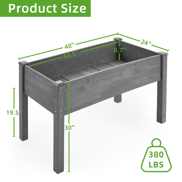 Raised Garden Bed with Legs, Elevated Wooden Planter Box for Outdoor Plants 