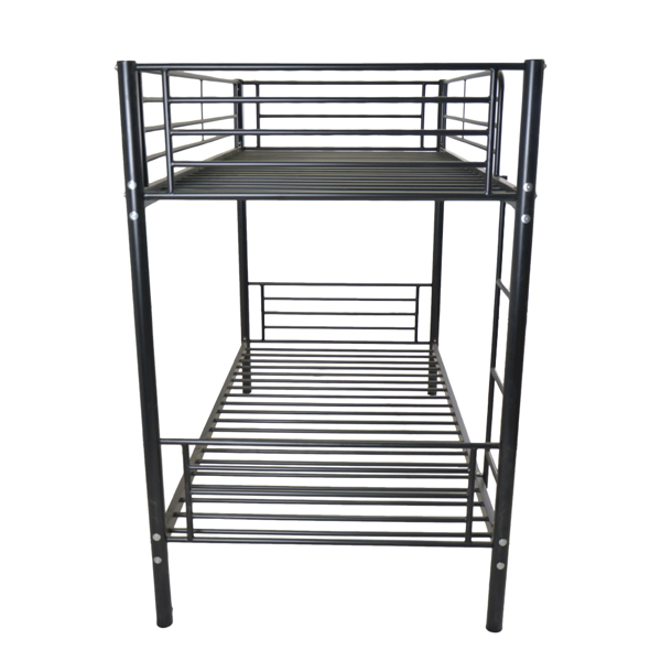 【same code：67430277】Iron Bed Bunk Bed with Ladder for Kids Twin Size Black