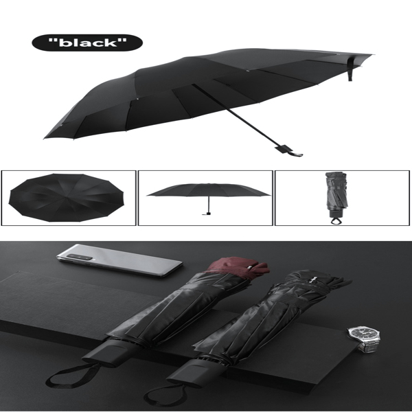 Extra Large Windproof Umbrella – 12-Rib Reinforced Design, Waterproof & Durable, Fits 2-3 People, Perfect for Business Travel, Students, Rain or Shine