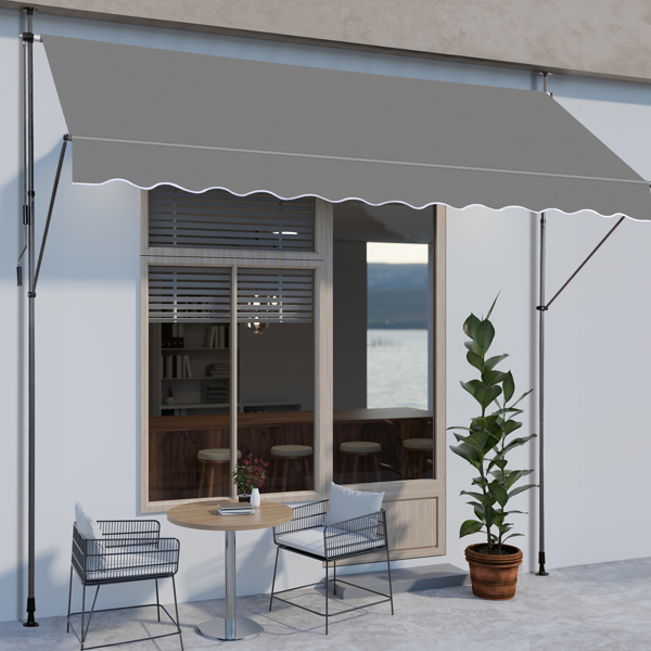 118.1"D x 47.2"W x(78.7 -118.1)"H Retractable Awning Grey