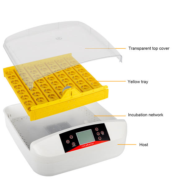 [Same code: 31238079]56-Egg Practical Fully Automatic Poultry Incubator with Egg Candler (US Standard) White