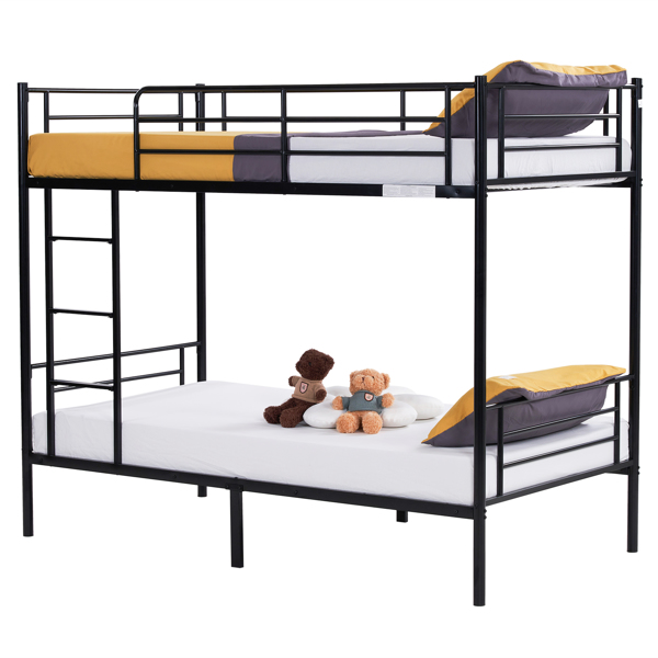 【Same model code: 67430277】Iron Bed Bunk Bed with Ladder for Kids Twin Size Black