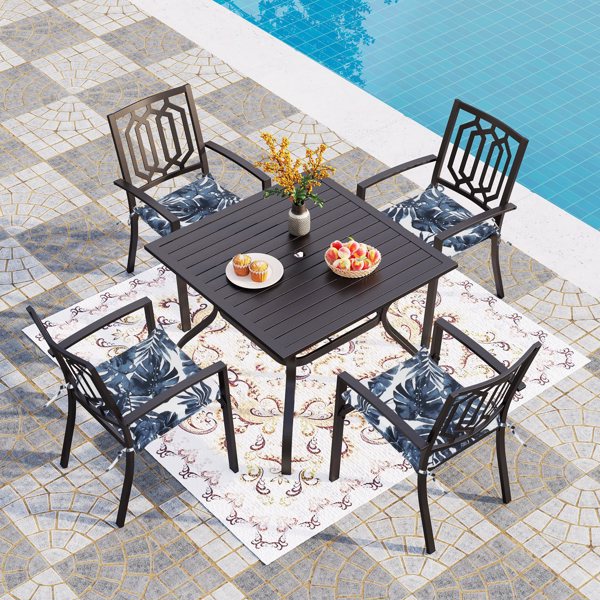 4PCS Outdoor Patio Seat Cushion Replacement Seat Cushion with Ties, 15
