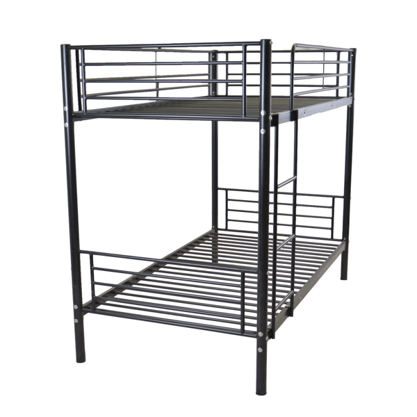 【same code：67430277】Iron Bed Bunk Bed with Ladder for Kids Twin Size Black