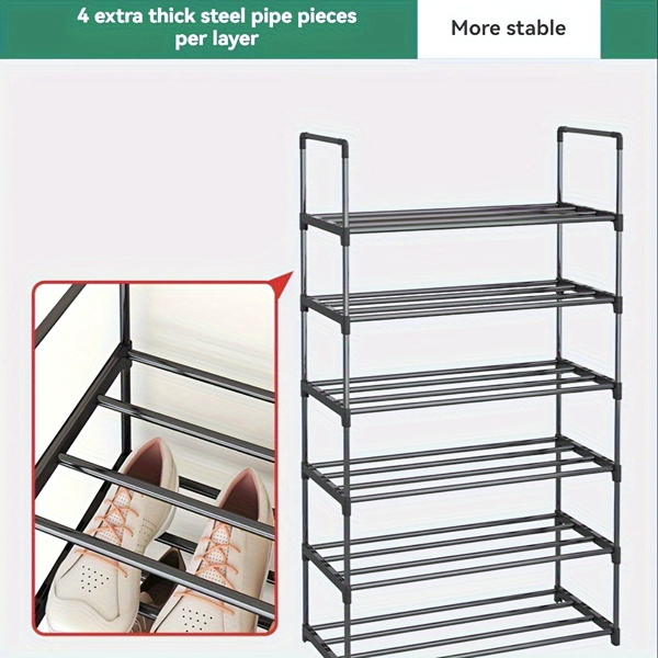 4-Tier Large Capacity Shoe Rack – Sturdy, Stackable Organizer for Closets, Garages, Entryways & Corridors, Black