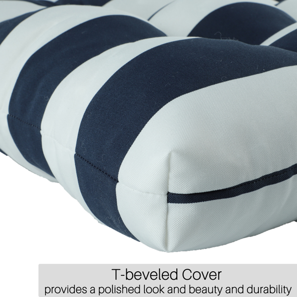 2 Pcs Set High Back Patio Chair Cushions, Tufted Rocking Chair Cushions, Adirondack Cushions for Garden (Navy Blue/White Stripe)【Temu is banned, can not be shipped on weekends, order carefully】